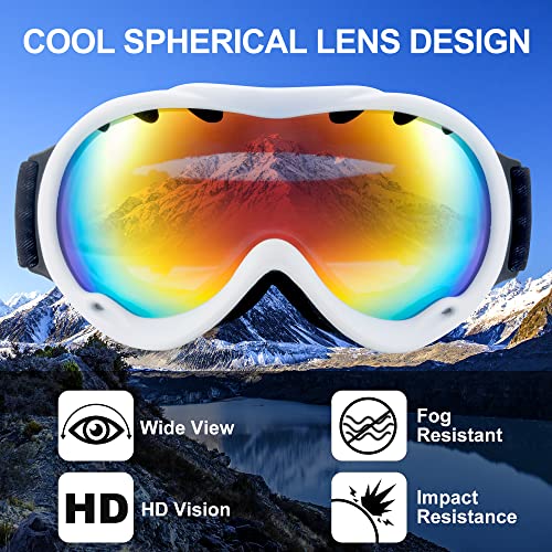 RABIGALA Ski Goggles Snow/Snowboard Goggles spherical surface for Men Women Adult Youth Snowmobile Skiing Skating - 100% UV Protection Anti-fog - Image 2