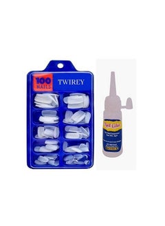 TWIREY Artificial Nails Set With Glue Acrylic Fake/False Nails (Set Of 100 Pcs) And Artificial Nail Glue 3Gm Reusable  - Image 1