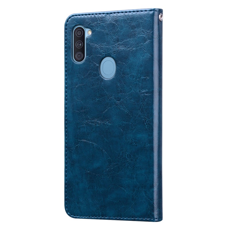HuHa Case Cover For Samsung Galaxy A11 Business Style Oil Wax Texture Horizontal Flip Leather Case with Holder & Card Slots & Wallet(Royal Blue) - Image 3