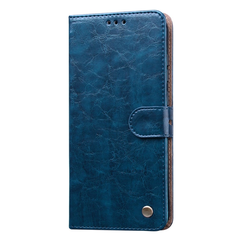 HuHa Case Cover For Samsung Galaxy A11 Business Style Oil Wax Texture Horizontal Flip Leather Case with Holder & Card Slots & Wallet(Royal Blue) - Image 2