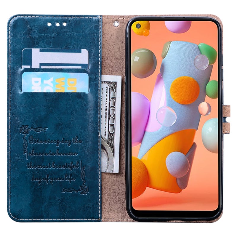 HuHa Case Cover For Samsung Galaxy A11 Business Style Oil Wax Texture Horizontal Flip Leather Case with Holder & Card Slots & Wallet(Royal Blue) - Image 5