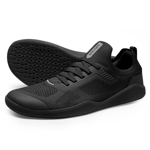 AIRHAS Men's Barefoot Shoes Zero Drop Wide Toe Box Minimalist Gym Shoes for Men Deadlift Cross Training Sneakers (Black,9.5 Wide) - Image 1