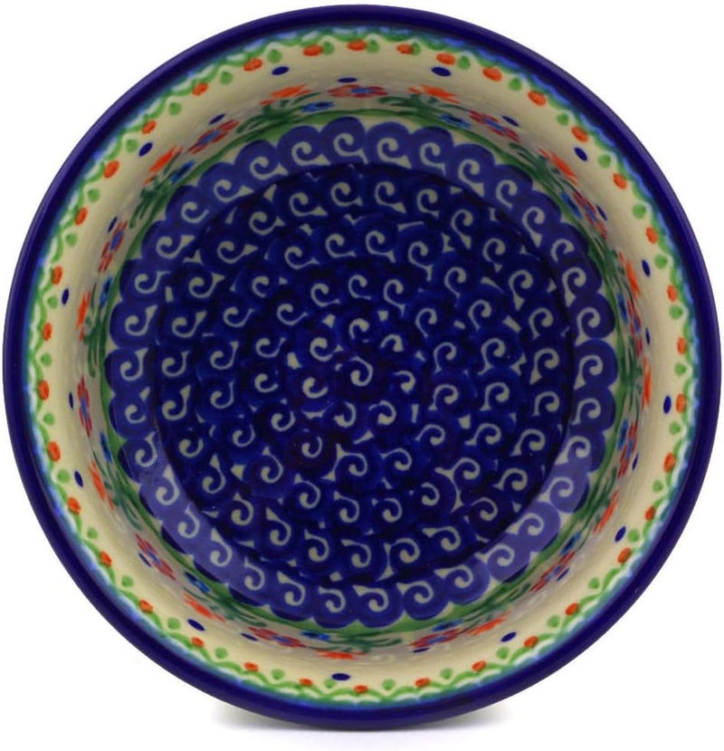 Polmedia Polish Pottery Authentic Polish Pottery Bowl 5inch in Spring Flowers Design Handmade in Bolesawiec Poland by Ceramika Bona  Certificate of Authenticity - Image 2