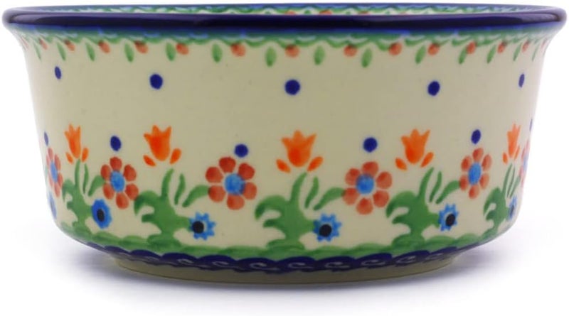 Polmedia Polish Pottery Authentic Polish Pottery Bowl 5inch in Spring Flowers Design Handmade in Bolesawiec Poland by Ceramika Bona  Certificate of Authenticity - Image 3