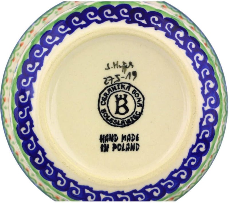 Polmedia Polish Pottery Authentic Polish Pottery Bowl 5inch in Spring Flowers Design Handmade in Bolesawiec Poland by Ceramika Bona  Certificate of Authenticity - Image 4