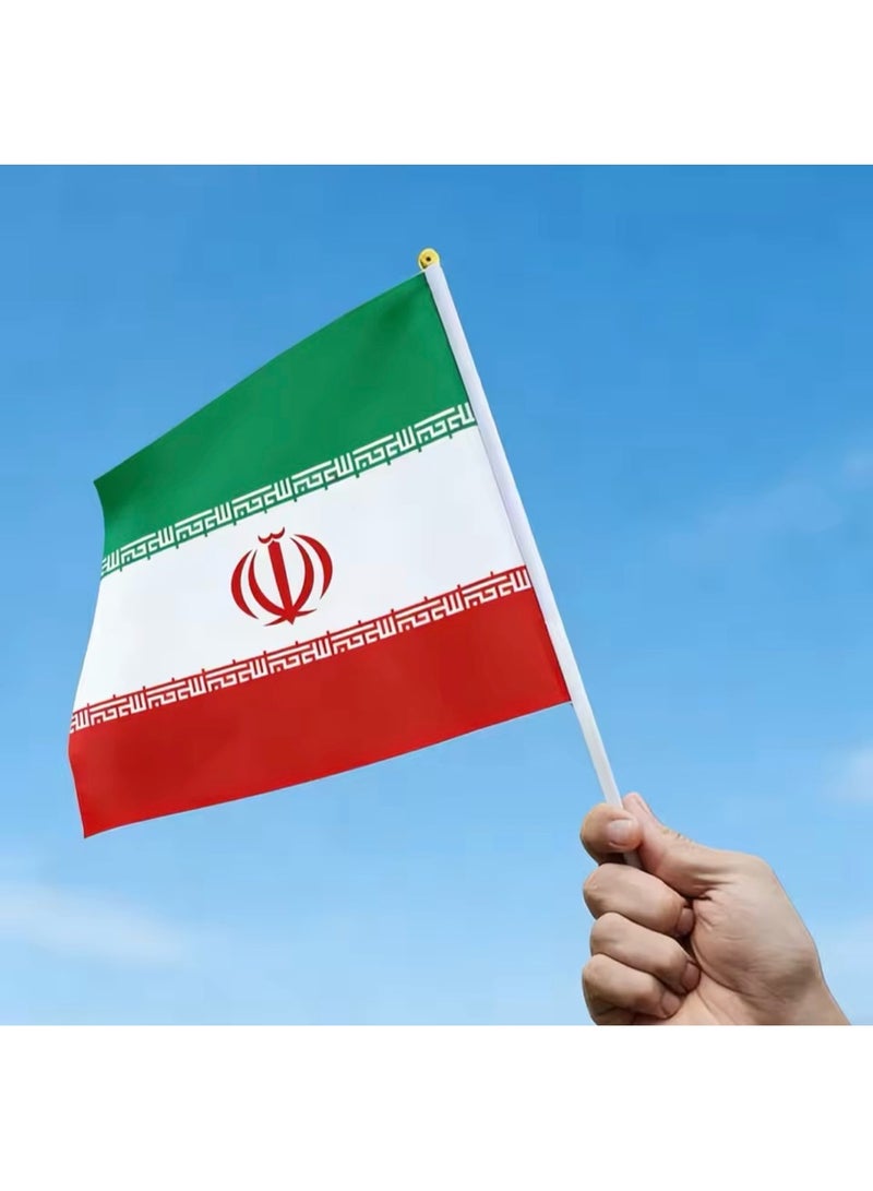 10PCS Pole Stick Handheld Flags World Country National Teams Flags in Hand, for Match, Football Party, Restaurant, Bar Decoration (IRAN) - Image 1