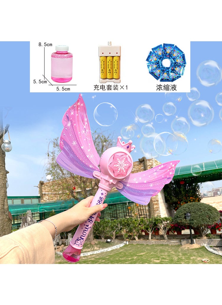 Generic - Online celebrity Princess magic stick bubble machine fairy handheld luminous music leak-proof bubble stick girl toy automatic - Image 1