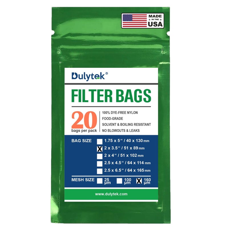 Dulytek Premium Nylon 20 Pcs Filter Bags 160 Micron 2 x 35 DoubleStitching Zero Blowouts Made in the USA