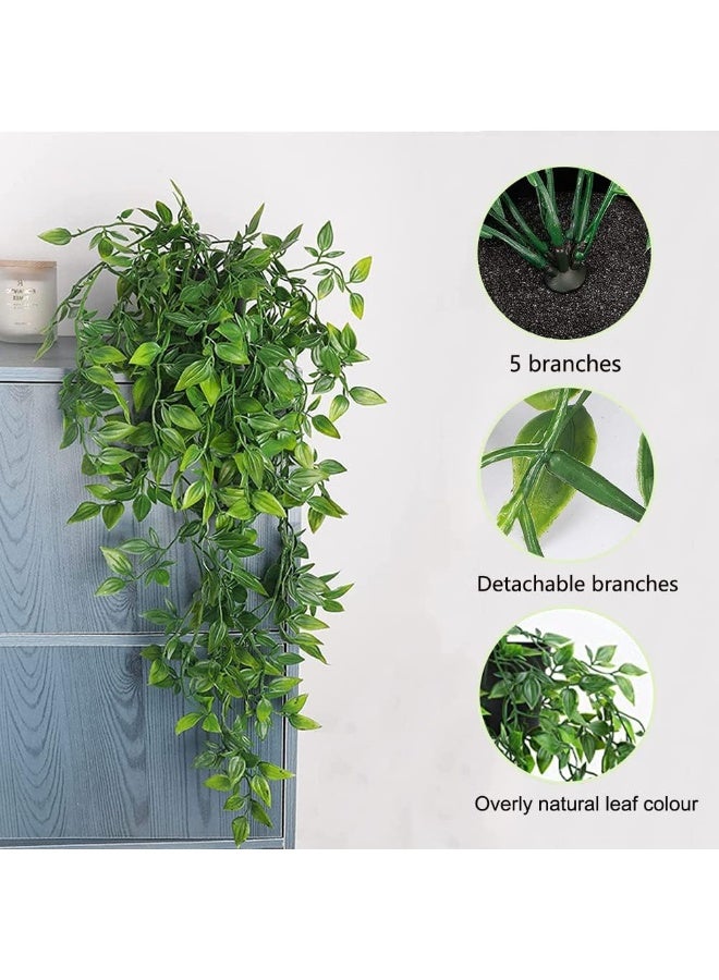 Arabest Artificial Hanging Plants, 2pcs artificial plants indoors in pots, Greenery Fake Plants Decor, Small Artificial Plants in Pots, Fake Potted Plants, Faux Plants for Wall Home Room Office Decor - Image 2