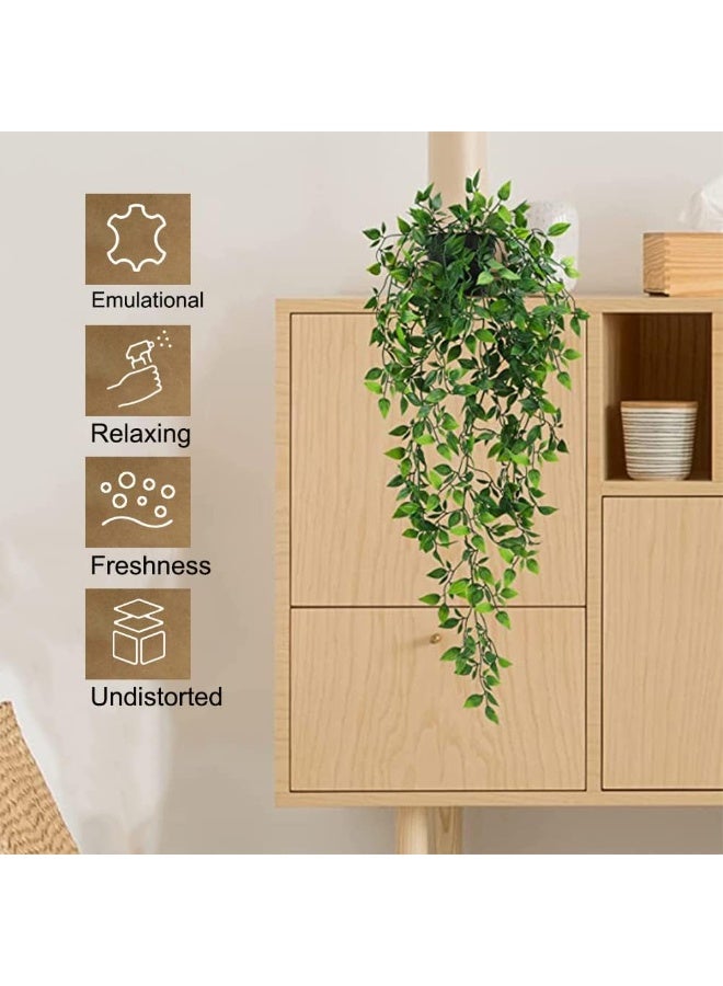 Arabest Artificial Hanging Plants, 2pcs artificial plants indoors in pots, Greenery Fake Plants Decor, Small Artificial Plants in Pots, Fake Potted Plants, Faux Plants for Wall Home Room Office Decor - Image 5
