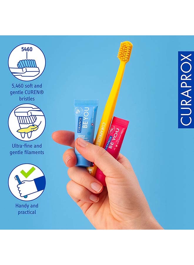 CURAPROX Be You Six-Taste-Pack - Mini Travel Size Toothpaste, 6 Flavoured Toothpaste Taste Pack + CS 5460 Ultra-Soft Toothbrush Multicolour - Image 5