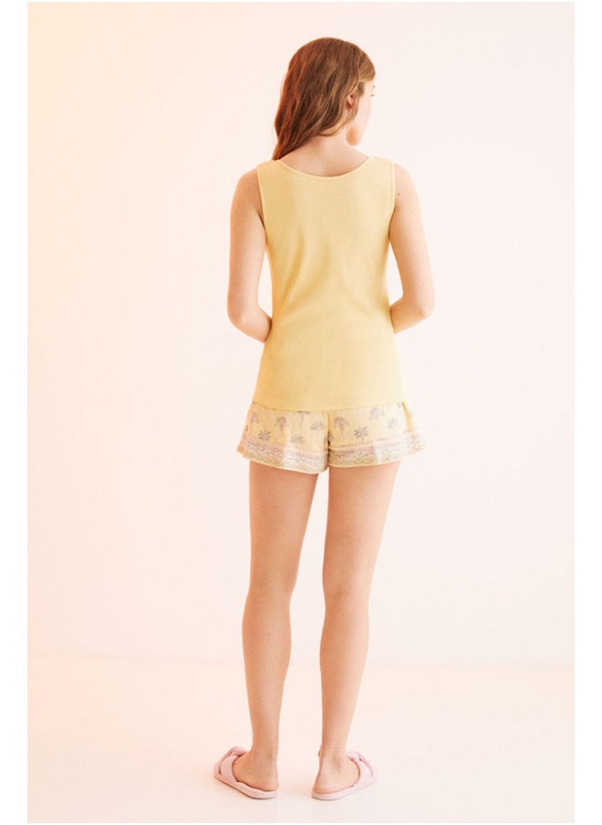 women'secret - Short pajamas with wide yellow straps - Image 1