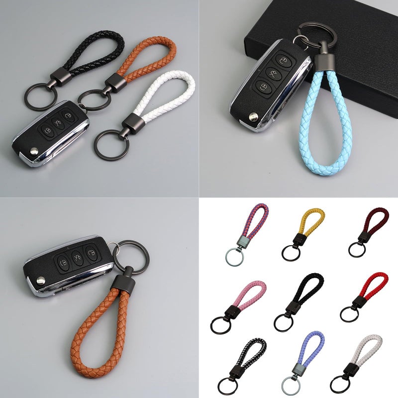 Handcraft Braided Pattern Dumb Leather Keychain With Alloy Clasp For Daily Gift Use - Image 3