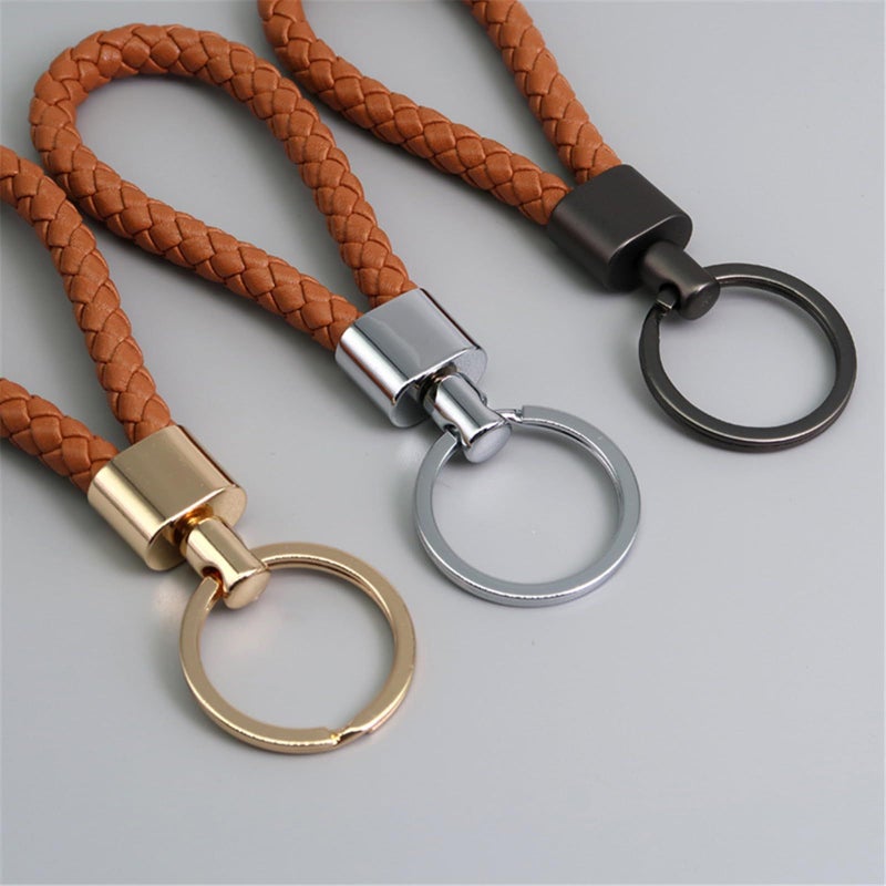 Handcraft Braided Pattern Dumb Leather Keychain With Alloy Clasp For Daily Gift Use - Image 4