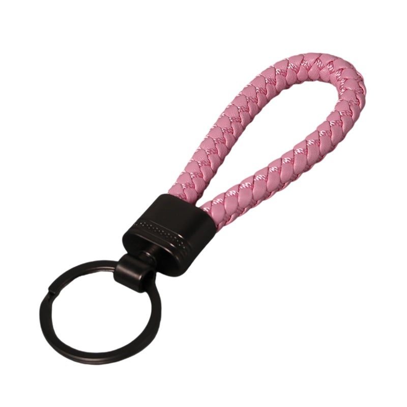 Handcraft Braided Pattern Dumb Leather Keychain With Alloy Clasp For Daily Gift Use - Image 2