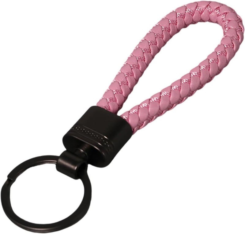 Handcraft Braided Pattern Dumb Leather Keychain With Alloy Clasp For Daily Gift Use - Image 1