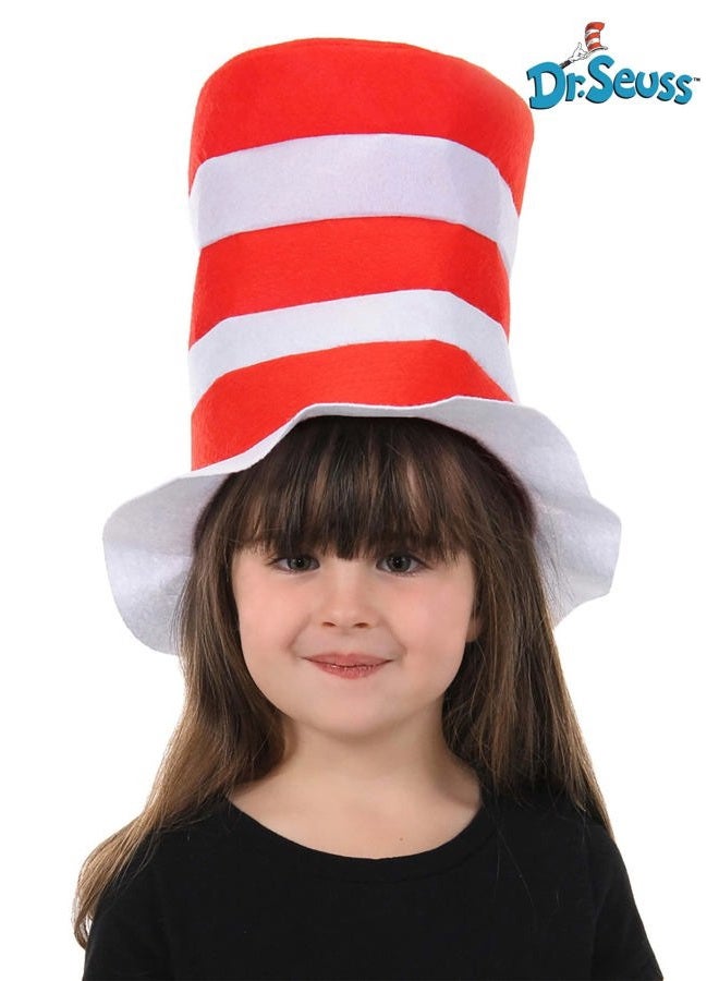elope Dr. Seuss Cat in the Hat Kids Costume Hat Accessory- Striped Stovepipe Hat with Brim - Officially Licensed, Red, Standard - Image 2