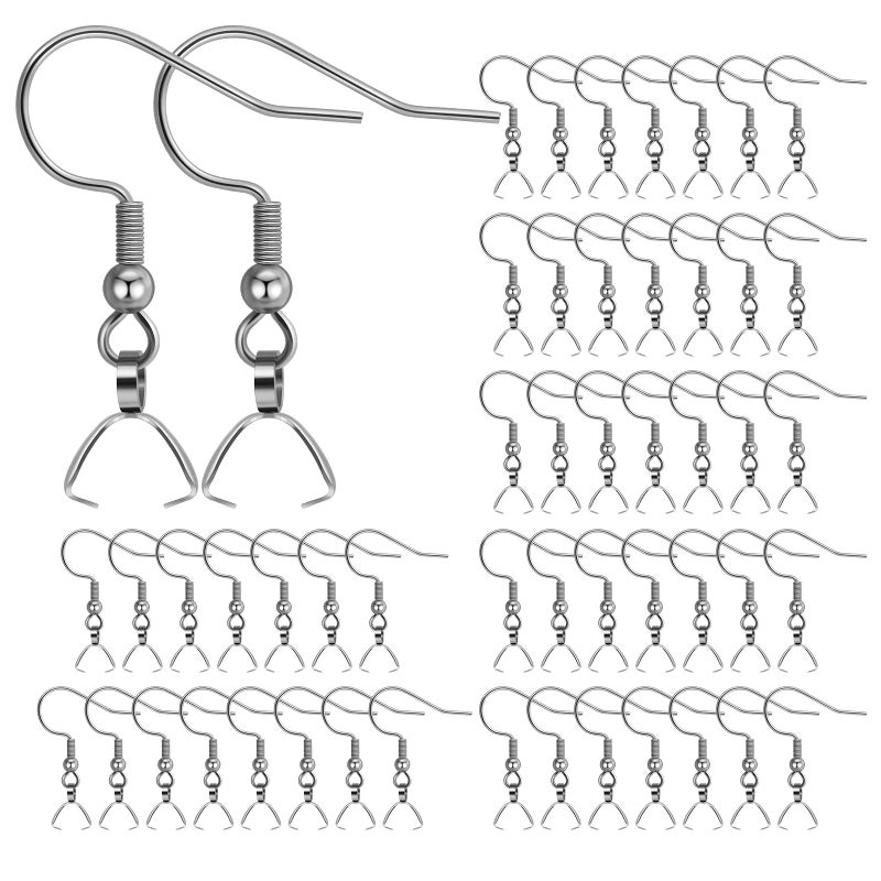MENKEY Earring Hooks 50PCS/25Pairs, Stainless Steel Ear Wires Fish Hooks, Hypo-allergenic Jewelry Findings Parts for DIY Jewelry Making - Image 1