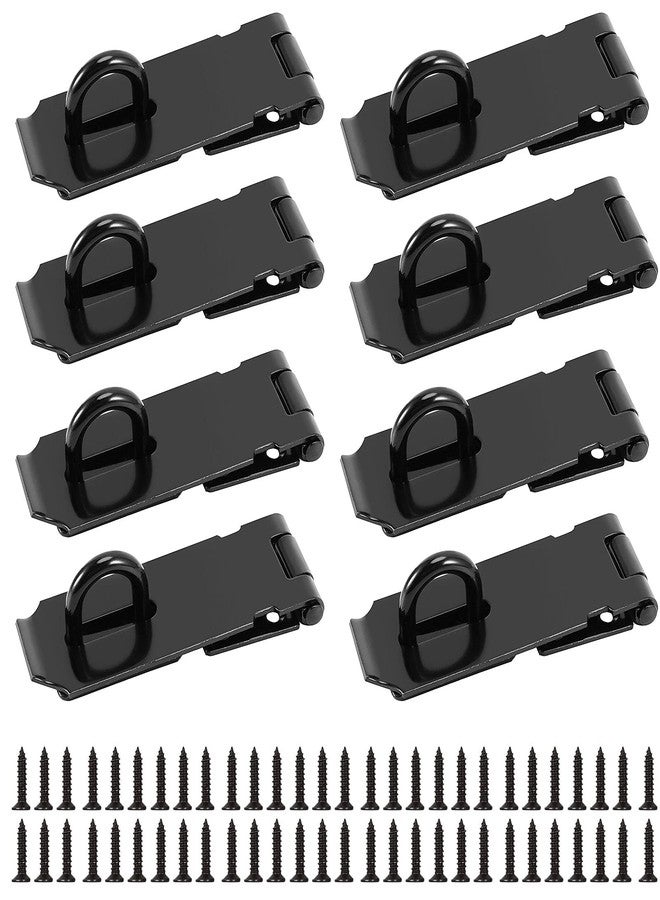 JOIKIT 8 Pack 4 Inch Black Stainless Steel Door Locks Hasp Latch, Padlock Hasp for Door Gate - Image 1