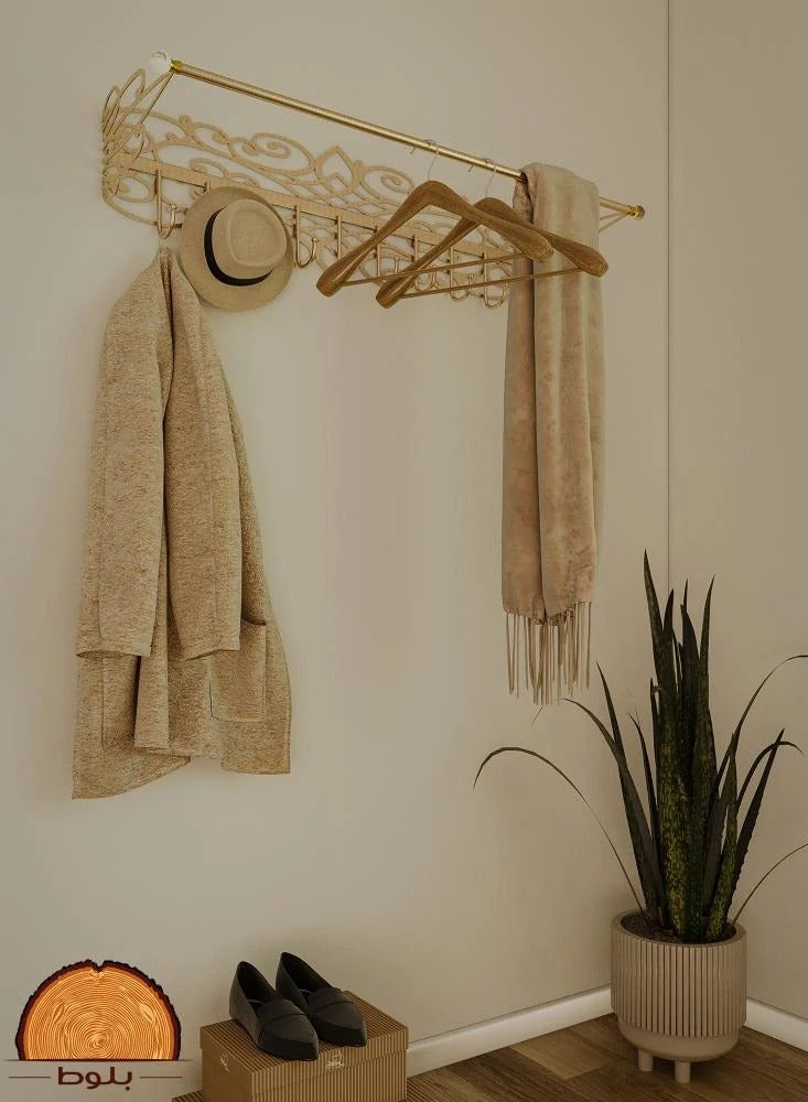 Modern Decorative Wall Mounted Clothes Rack - 90cm x 35cm - Luxury Gold Color
