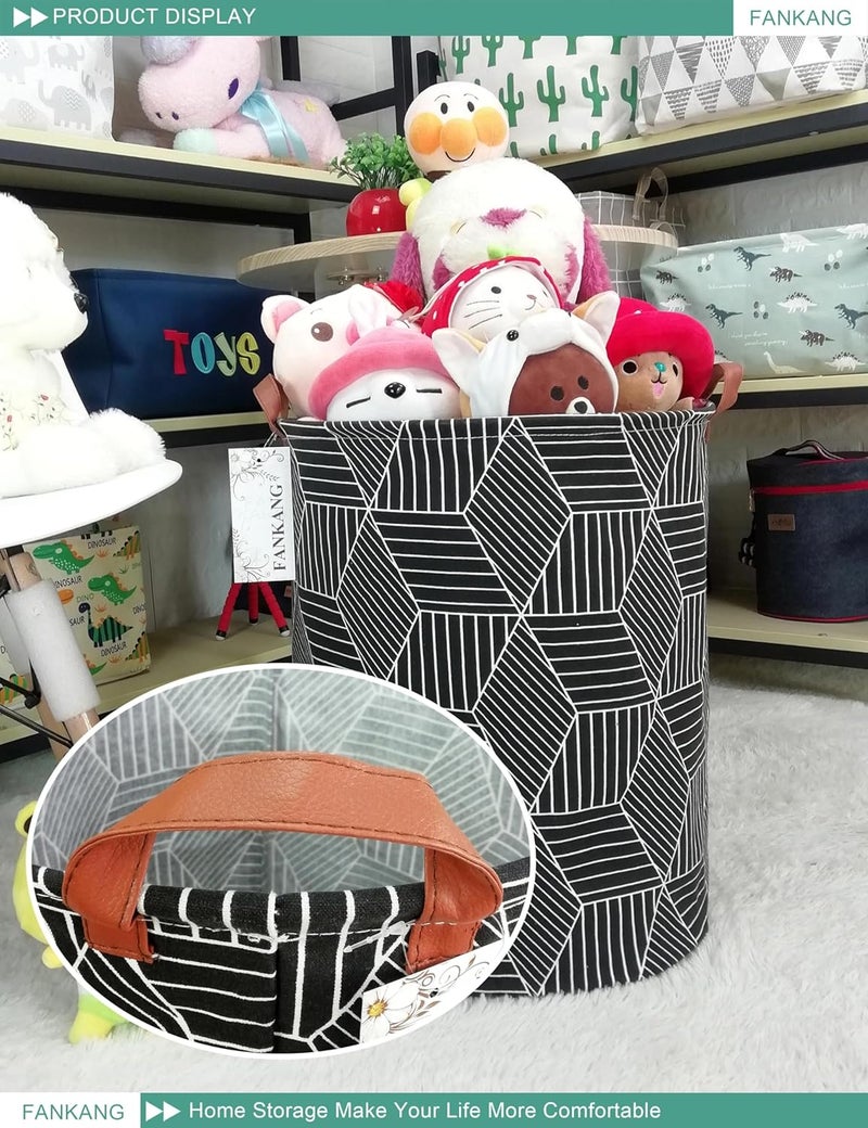 FANKANG Storage Basket, Nursery Hamper Canvas Laundry Basket Foldable with Waterproof PE Coating Large Storage Baskets for Kids Boys and Girls, Office, Bedroom, Clothes,Toys（ cube） - Image 5