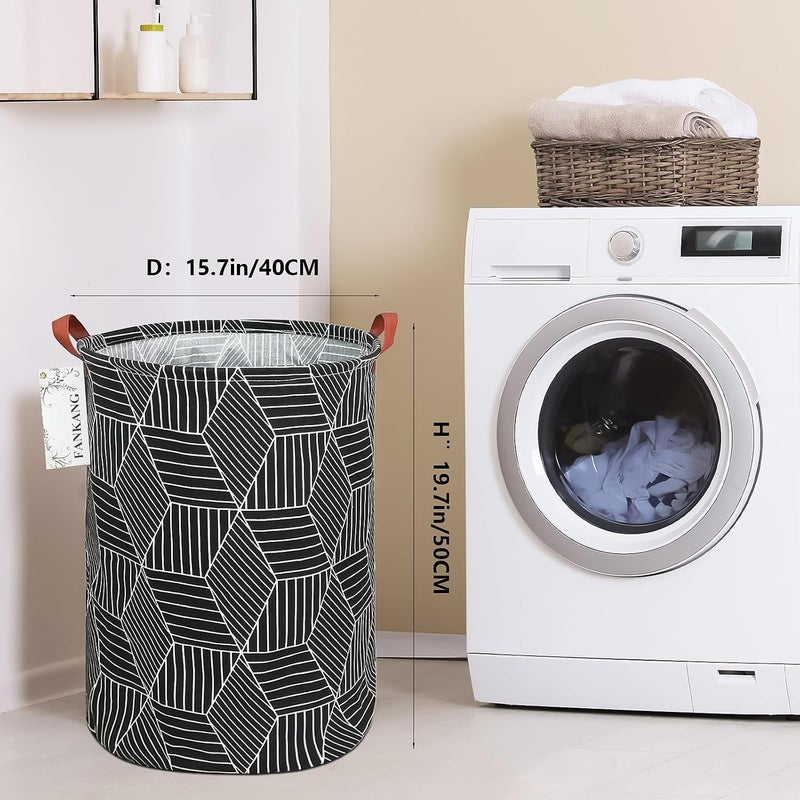FANKANG Storage Basket, Nursery Hamper Canvas Laundry Basket Foldable with Waterproof PE Coating Large Storage Baskets for Kids Boys and Girls, Office, Bedroom, Clothes,Toys（ cube） - Image 2