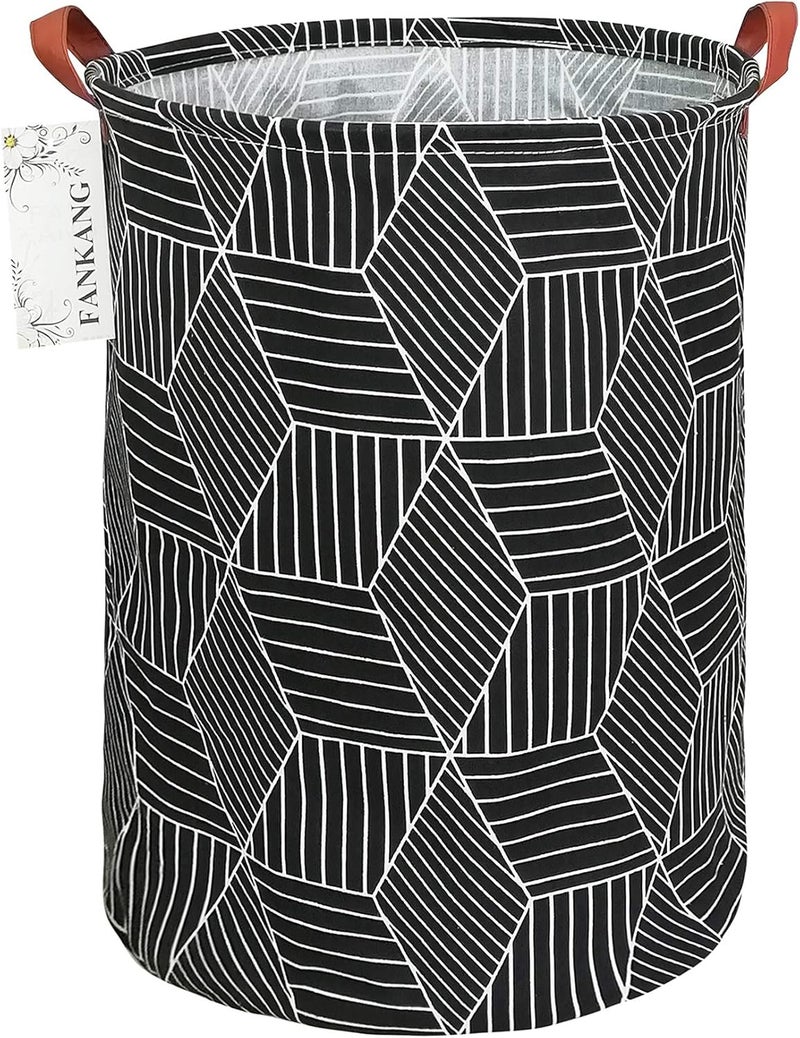 FANKANG Storage Basket, Nursery Hamper Canvas Laundry Basket Foldable with Waterproof PE Coating Large Storage Baskets for Kids Boys and Girls, Office, Bedroom, Clothes,Toys（ cube） - Image 1