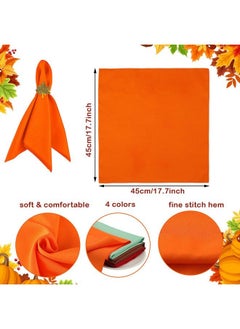 eBoot 16 Pcs Fall Thanksgiving Napkin Ring Set 8 Pcs Napkin Rings And 8 Pcs Washable Thanksgiving Dinner Napkins For Fall Party Holiday Kitchen Table Decoration For Autumn Party Supplies Decor (Maple)  - Image 4