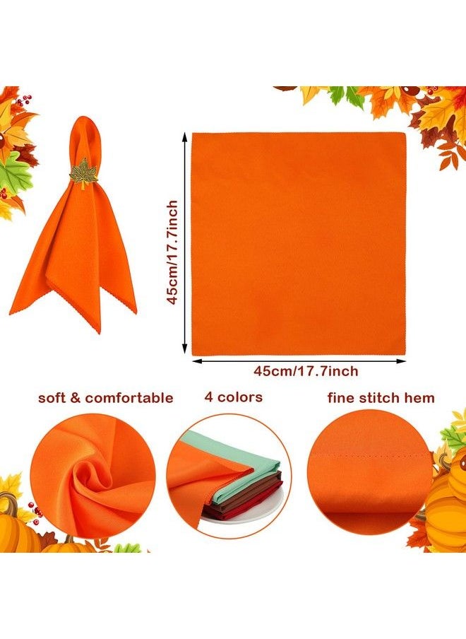 eBoot - 16 Pcs Fall Thanksgiving Napkin Ring Set 8 Pcs Napkin Rings And 8 Pcs Washable Thanksgiving Dinner Napkins For Fall Party Holiday Kitchen Table Decoration For Autumn Party Supplies Decor (Maple) - Image 1