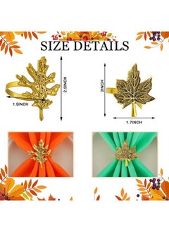 eBoot 16 Pcs Fall Thanksgiving Napkin Ring Set 8 Pcs Napkin Rings And 8 Pcs Washable Thanksgiving Dinner Napkins For Fall Party Holiday Kitchen Table Decoration For Autumn Party Supplies Decor (Maple)  - Image 3
