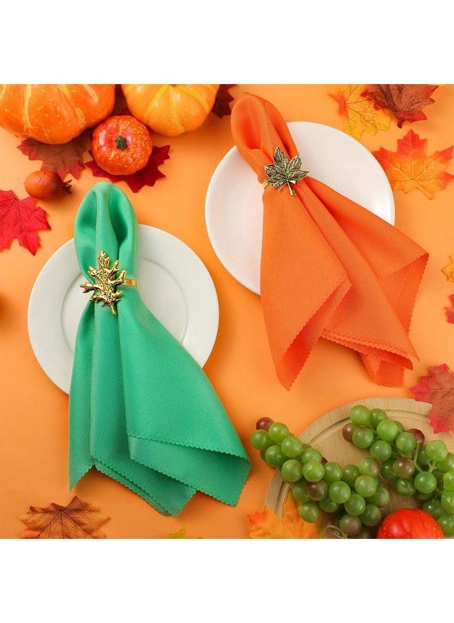 eBoot - 16 Pcs Fall Thanksgiving Napkin Ring Set 8 Pcs Napkin Rings And 8 Pcs Washable Thanksgiving Dinner Napkins For Fall Party Holiday Kitchen Table Decoration For Autumn Party Supplies Decor (Maple) - Image 1