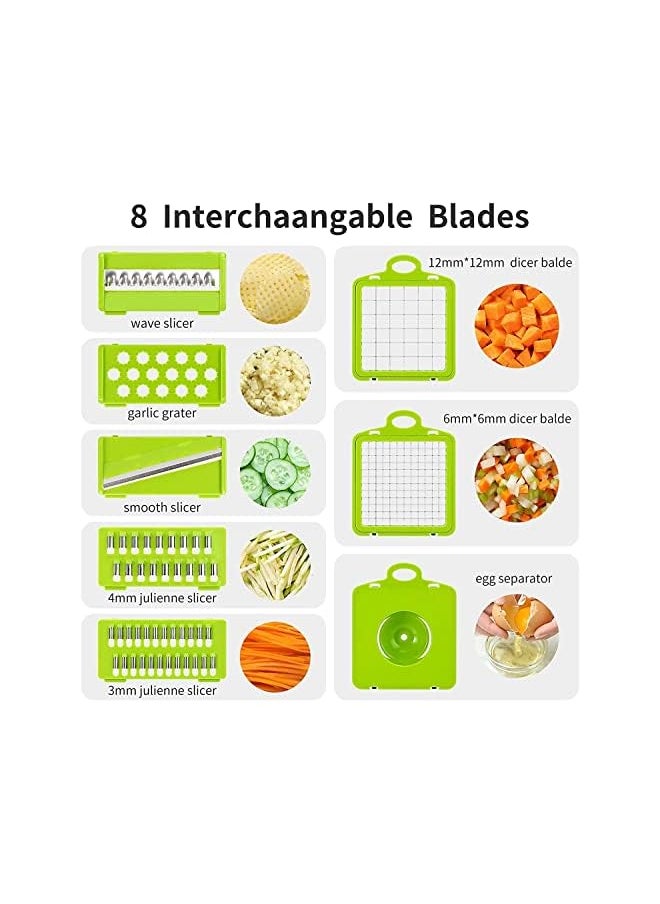 13 in 1 Vegetable Chopper, Multifunctional Food Choppers Onion Chopper Vegetable Slicer Cutter Dicer Veggie chopper with 7 Blades,Colander Basket,Container for Salad Potato Carrot Garlic