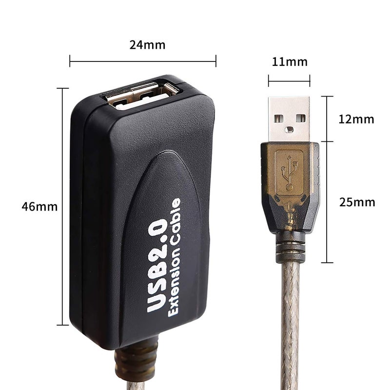 كابل تمديد نشط من USB 2.0 من نوع A ذكر إلى أنثى بطول 100 قدم، سرعة عالية 480 ميجابت في الثانية - Image 4