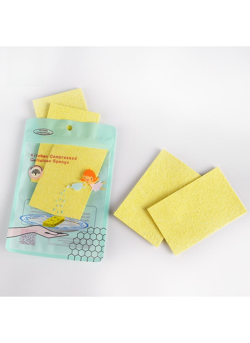 1 x 5 pcs Eco-Friendly Wood Pulp Sponge Cloth, Non-Stick, Colorful Kitchen Wipes Yellow