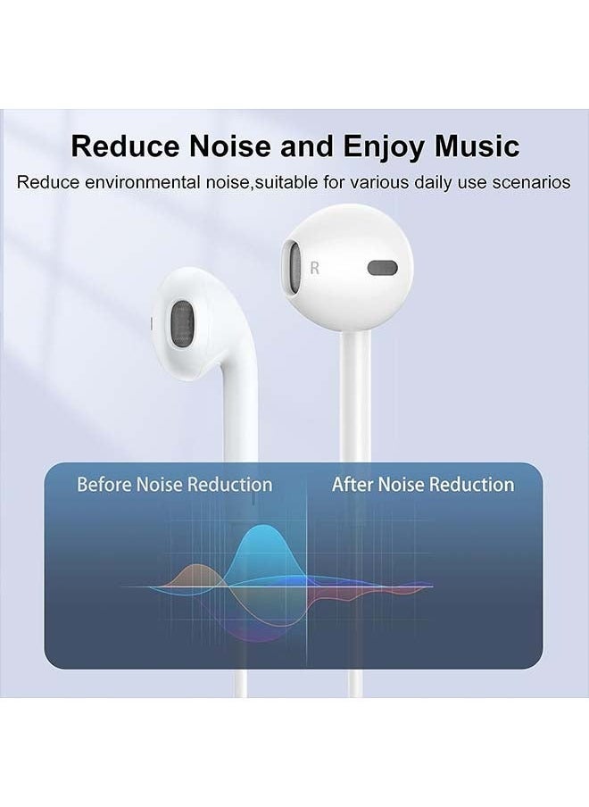 Generic - Earphones with Lightning Connector (Built-in Mic and Volume Control) Compatible with iPhone 14/13/12/SE/11/XR/XS/X/8/7 - All iOS White - Image 1