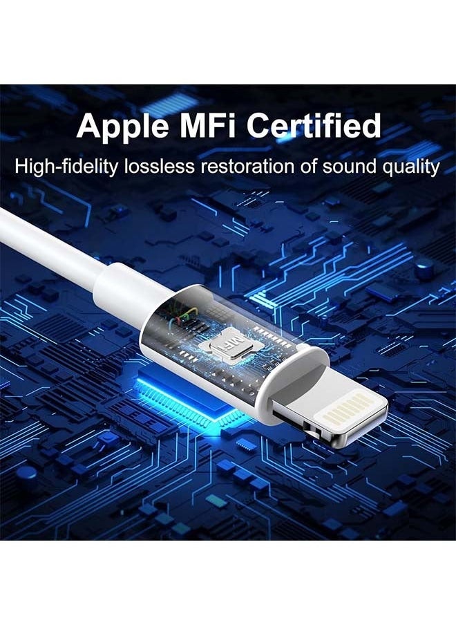 Generic - Earphones with Lightning Connector (Built-in Mic and Volume Control) Compatible with iPhone 14/13/12/SE/11/XR/XS/X/8/7 - All iOS White - Image 1