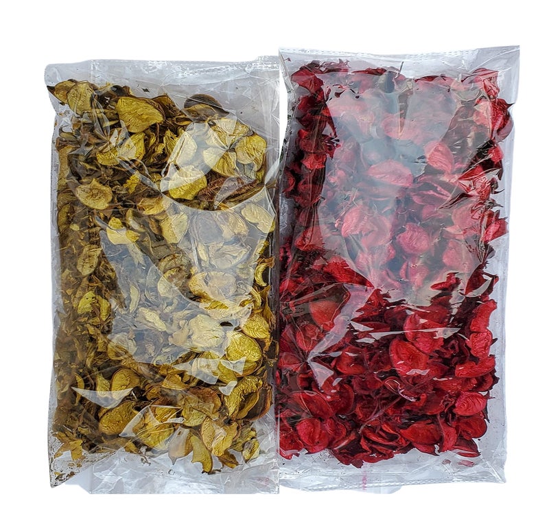 Pure Source India Unscented Dried Flowers Leaves Potpourri, 1 kg, Red & Yellow (500 Gm Each) - Image 2