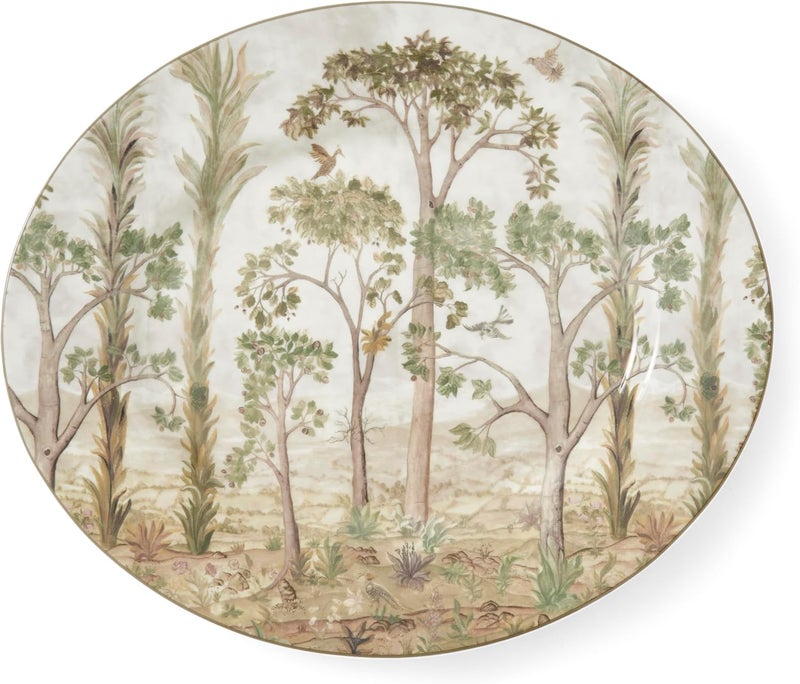 Spode Kit Kemp 14 Tall Trees Oval Serving Platter  Enchanted Forest Design  Porcelain  Dishwasher Microwave and Freezer Safe  Ideal for Salad Snacks and Appetizers  Home  Gathering Use - Image 1
