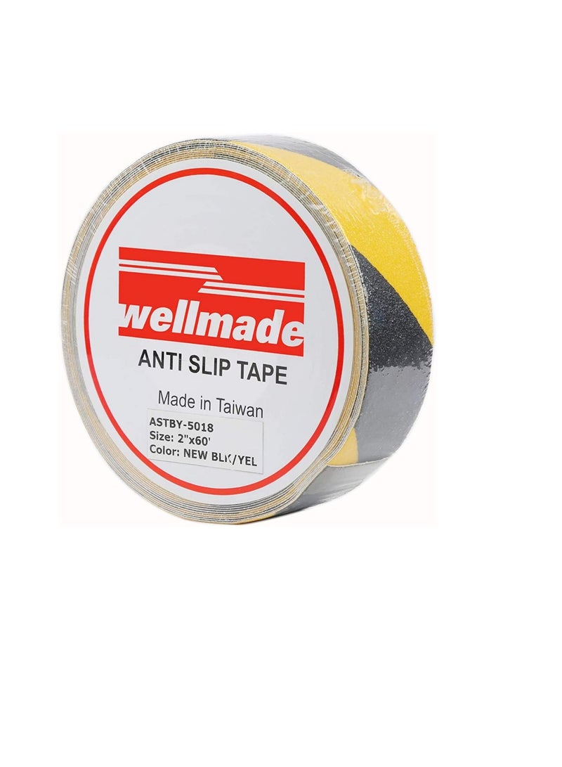 ويل ميد أشرطة شرائط انزلاق من ويلميد تزيد من الجر على سطح أملس تمنع الانزلاق بشكل فعال مصنوعة من المعادن الطبيعية في الداخل والخارج 1 بوصة × 60 قدم أصفر أسود - Image 2