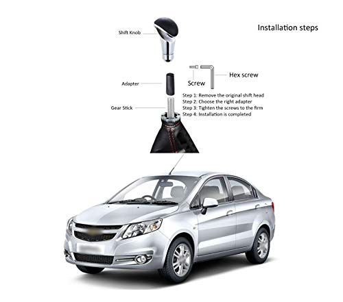 PRIKNIK Black Car Gear Shifter Lever Manual Modified Shifter Knob Handle Shift Lever Fit with 8mm 10mm 12mm Adapters Compatible with C-hevrolet S-ail - Image 4