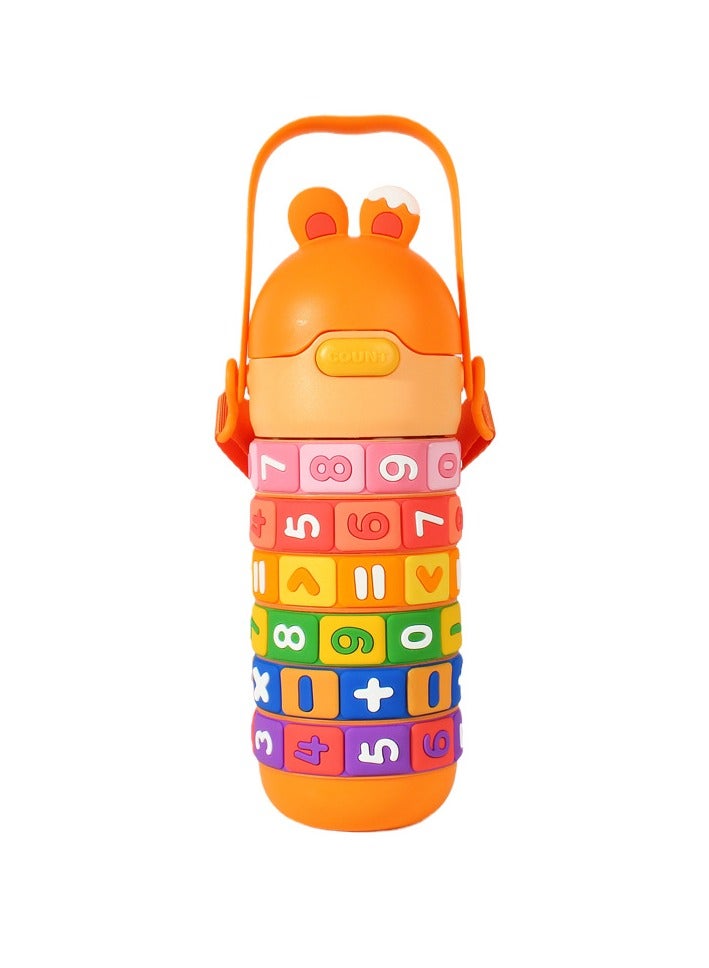 تويسو زجاجة مياه لتعلم الرياضيات من Twisoo Kids - 430 مل، خالية من مادة BPA، مصنوعة من الفولاذ المقاوم للصدأ مانعة للتسرب، معزولة بالفراغ مع القش والحزام - Image 1