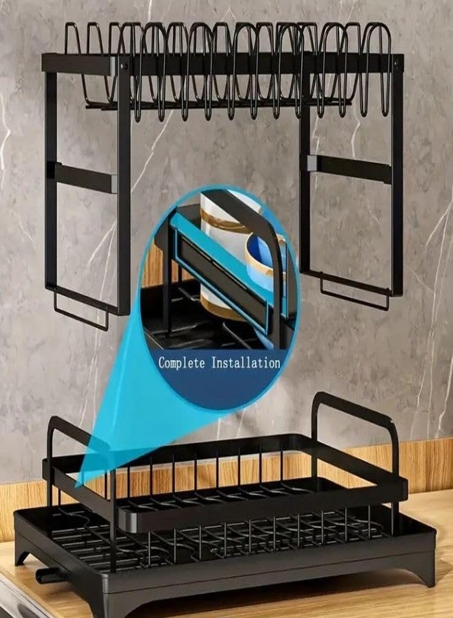 Glaceon Dish Drying Rack, Dish Rack for Kitchen Counter, Dish Drainers for Kitchen Storage & Organisation with Cup Holder, Large Capacity Dish Rack and Drainboard Set - Image 3