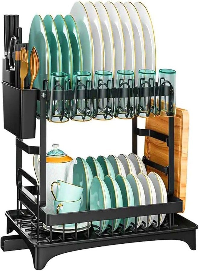 Glaceon Dish Drying Rack, Dish Rack for Kitchen Counter, Dish Drainers for Kitchen Storage & Organisation with Cup Holder, Large Capacity Dish Rack and Drainboard Set - Image 1