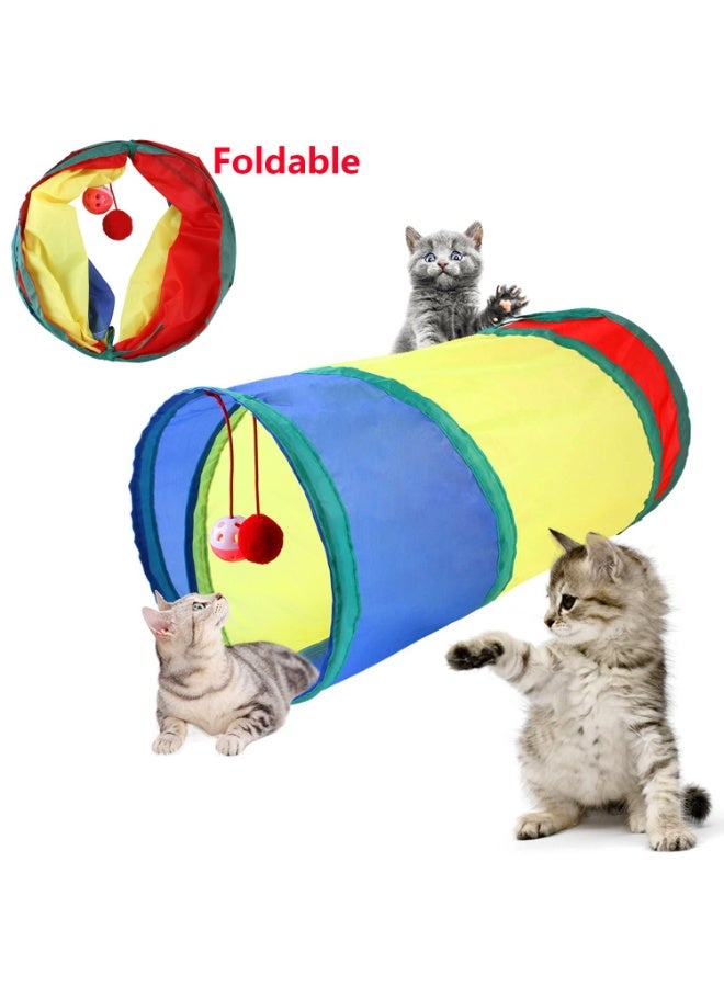 Flushrenic A set of 22 cat toys, including an interactive feather toy, a non erasable mouse doll, a polyester wrinkled ball bell toy strap, and a foldable tunnel, among other cat toys - Image 4