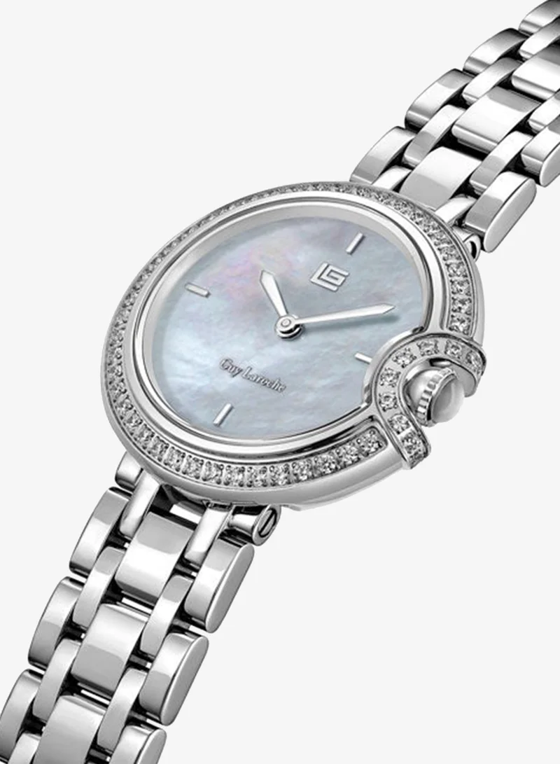 غاي لاروش Morgan White Dial Stainless Steel Bracelet Analog Watch for Women, 28mm
