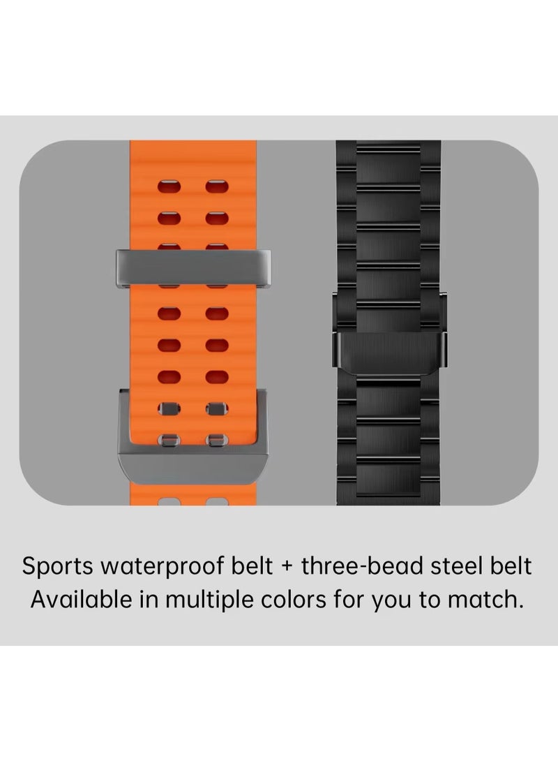 كالوبي ساعة ذكية SK7 Ultra مع حزامين من الفولاذ المقاوم للصدأ باللون الأسود + سيليكون أخضر، شاشة مقاس 1.53 بوصة، ساعة ذكية للاتصال عبر البلوتوث، متتبع للياقة البدنية والصحة، حافظة من مادة TPU وشاحن - Image 3