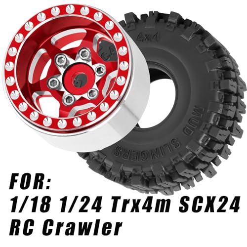 hopsupRC RC 10 Beadlock Truck Tires for 118 124 Trx4m SCX24 RC CrawlerRC Wheels TiresAluminum 10 Beadlock Wheel Rim10in Tires TyresRed4PCS - Image 5