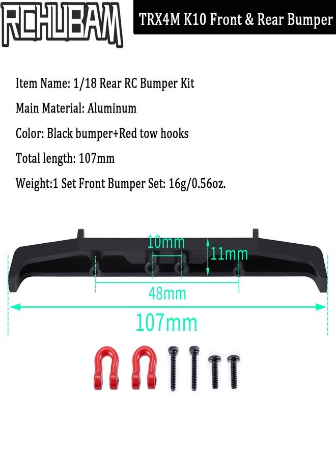 RCHUBAM TRX4M K10 Front & Rear RC Bumper 1Set Aluminum RC Car Bumper with Red Metal Trailer Hitch Hooks Compatible for 1/18 TRX4M K10 RC Crawler Car (Front & Rear) - Image 3