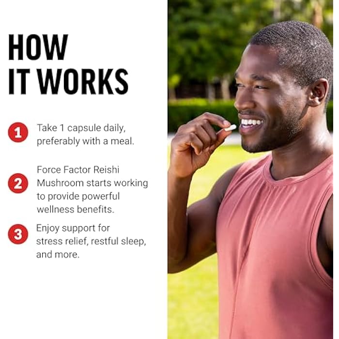 Force Factor Reishi Mushroom Supplement, Stress Relief Supplement and Sleep Support Supplement Made with Reishi Mushroom Extract, Vegan, No Gelatin, Non-GMO, 100 Vegetable Capsules - Image 4