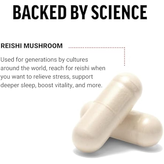 Force Factor Reishi Mushroom Supplement, Stress Relief Supplement and Sleep Support Supplement Made with Reishi Mushroom Extract, Vegan, No Gelatin, Non-GMO, 100 Vegetable Capsules - Image 3